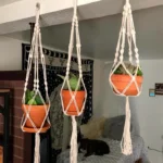 Handmade Flower Hanging Pot Rope Net Macrame Plant Hanger Flower Pot for Home Wall Decoration Courtyard Garden Planter Basket